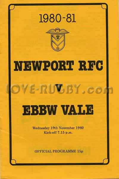 1980 Newport v Ebbw Vale  Rugby Programme